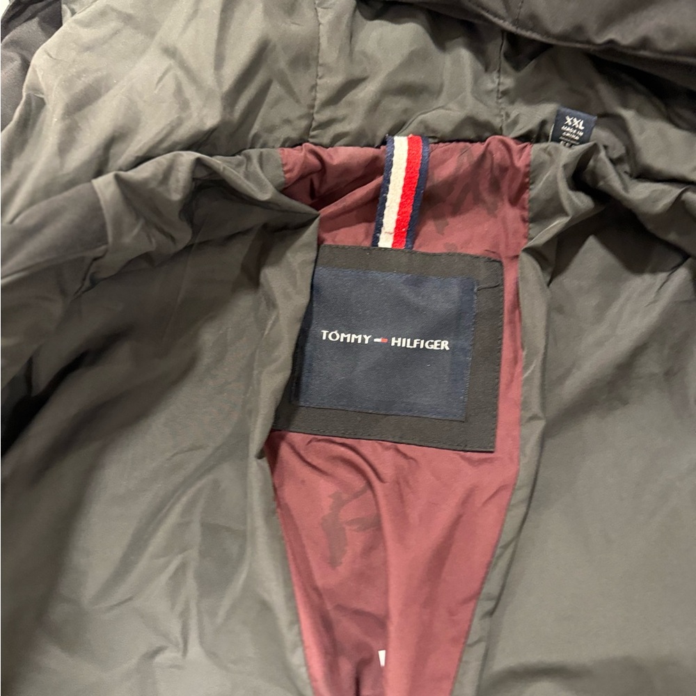 Tommy Hilfiger Black Bomber Jacket with Burgundy Interior